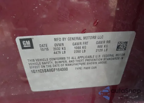 2016 Chevrolet Malibu Limited Lt from USA, damaged, VIN 1G11C5SA8GF164398